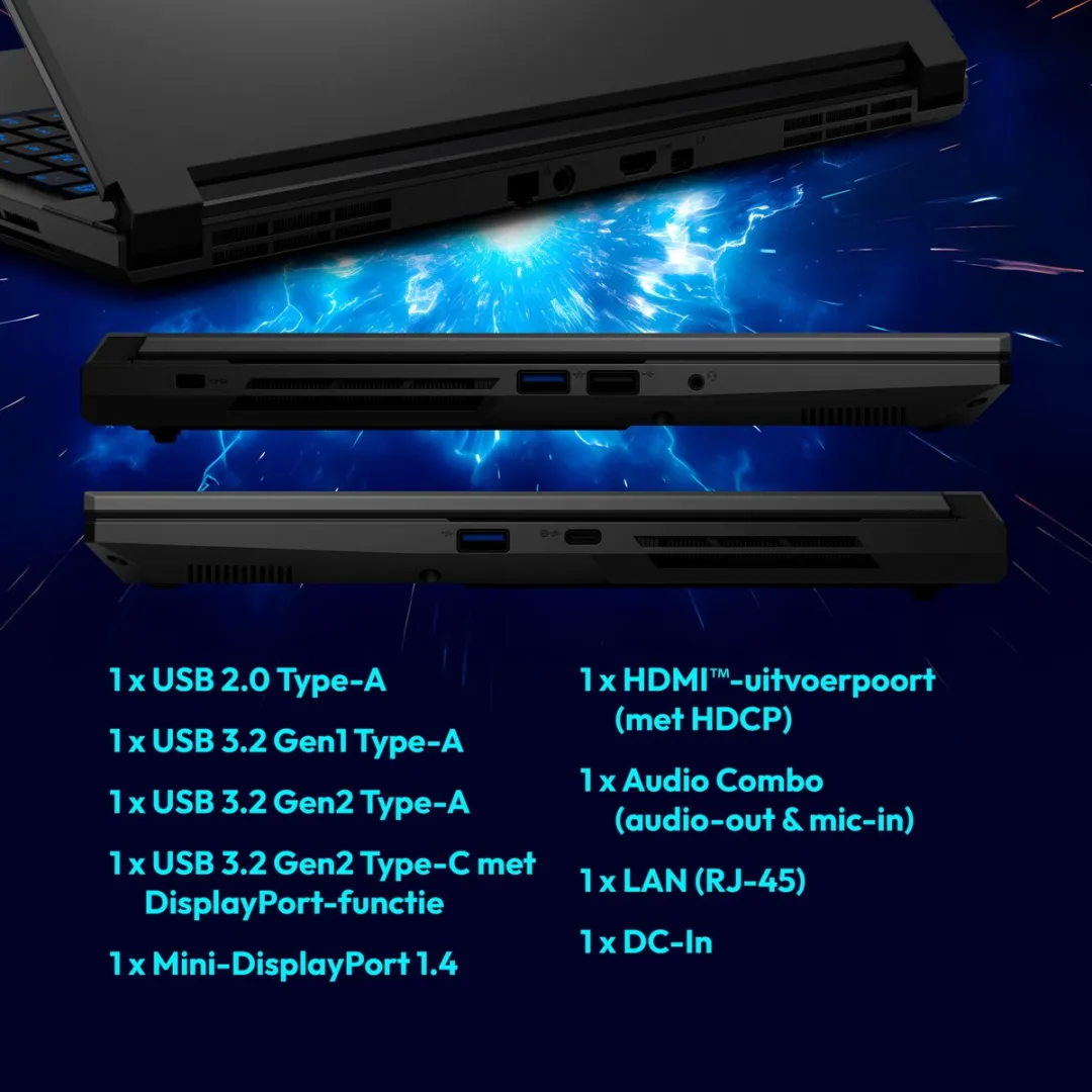 ERAZER Deputy 15 P1 Core Gaming Laptop, Intel® Core™ 7 250H, Windows 11 Home, 39,6 cm (15,6'') FHD-scherm met 144 Hz, NVIDIA® GeForce RTX™ 5060, 1 TB SSD, 16 GB RAM