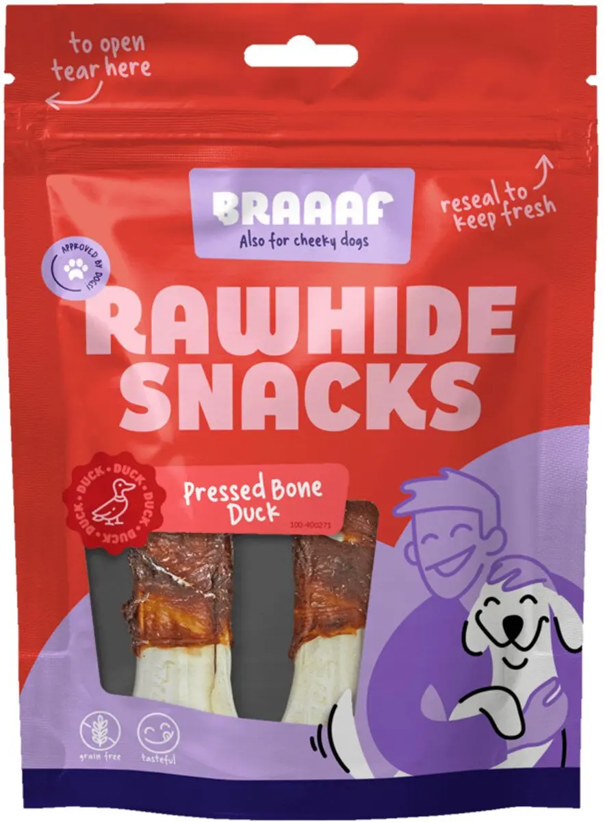 Braaaf Geperst Bot Eend Hondensnack 12,5 cm - 130 gr - afbeelding 4 van 6