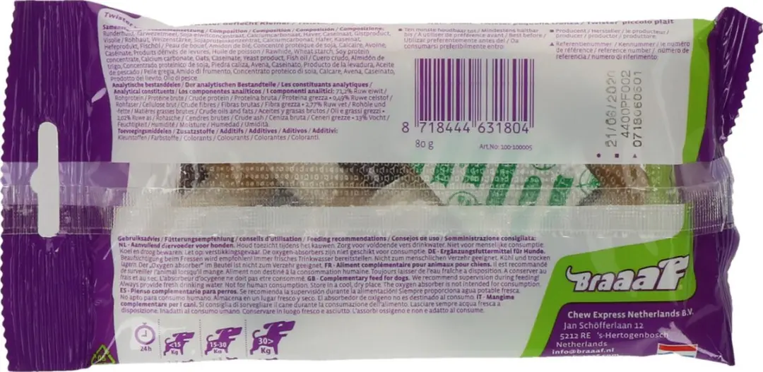 Braaaf Twister Braids Hondensnack Klein 12cm - 80g - afbeelding 2 van 6