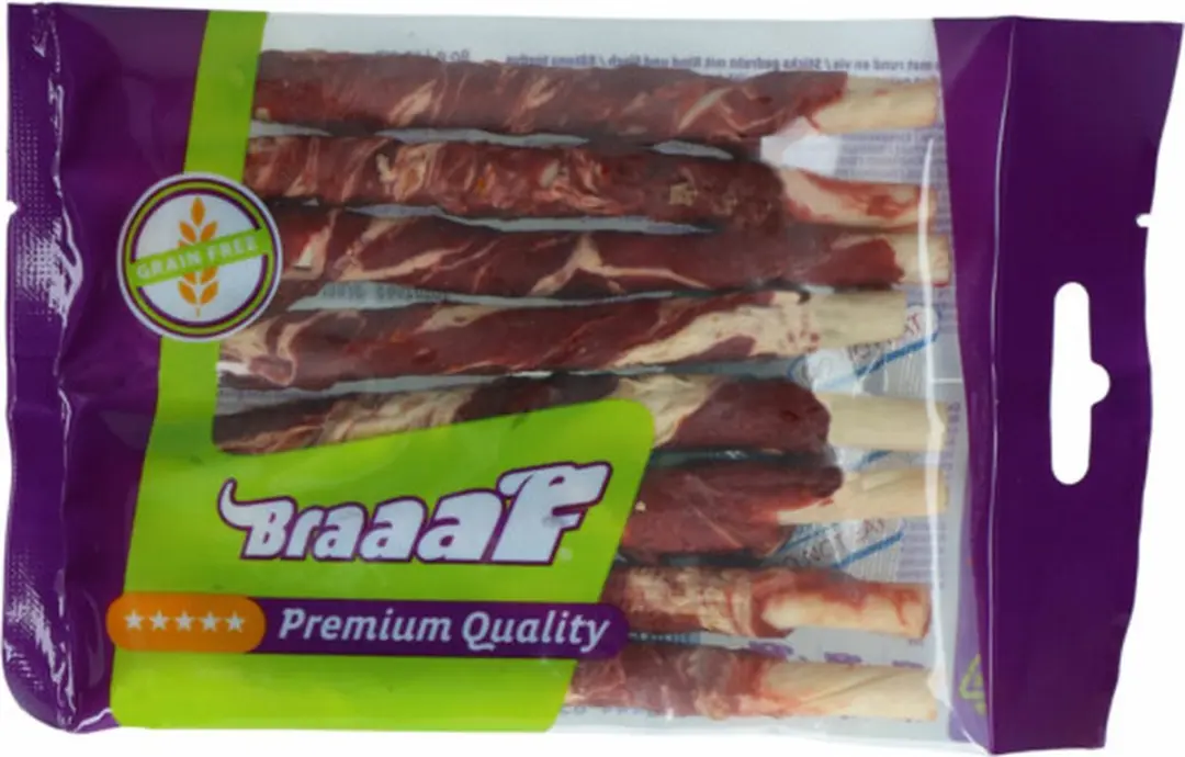 Braaaf Hondensnack Rol Sticks Vlees & Vis 12cm - 10x 80g - afbeelding 3 van 6