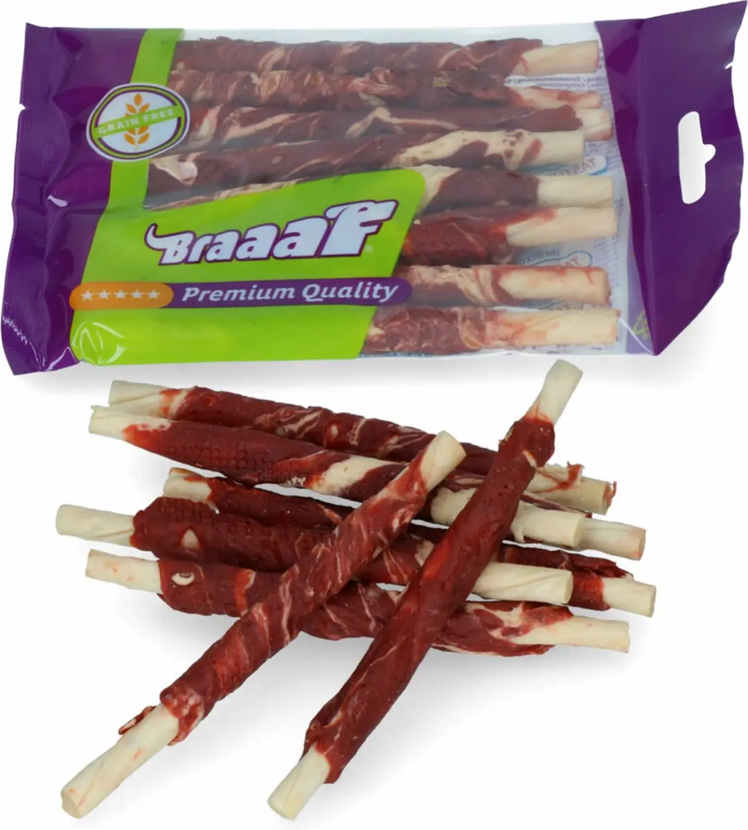 Braaaf Hondensnack Rol Sticks Vlees & Vis 12cm - 10x 80g - afbeelding 6 van 6