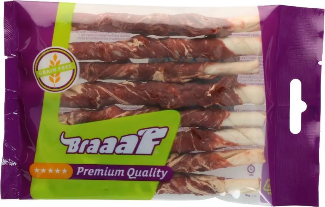 Braaaf Rol Sticks Hondensnack Lam & Vis - 12cm - 80g - afbeelding 3 van 6