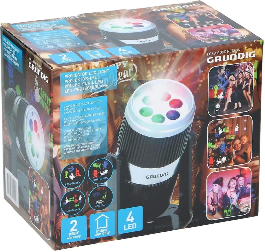 Grundig LED Projector - 4 Thema's RGB - Zwart