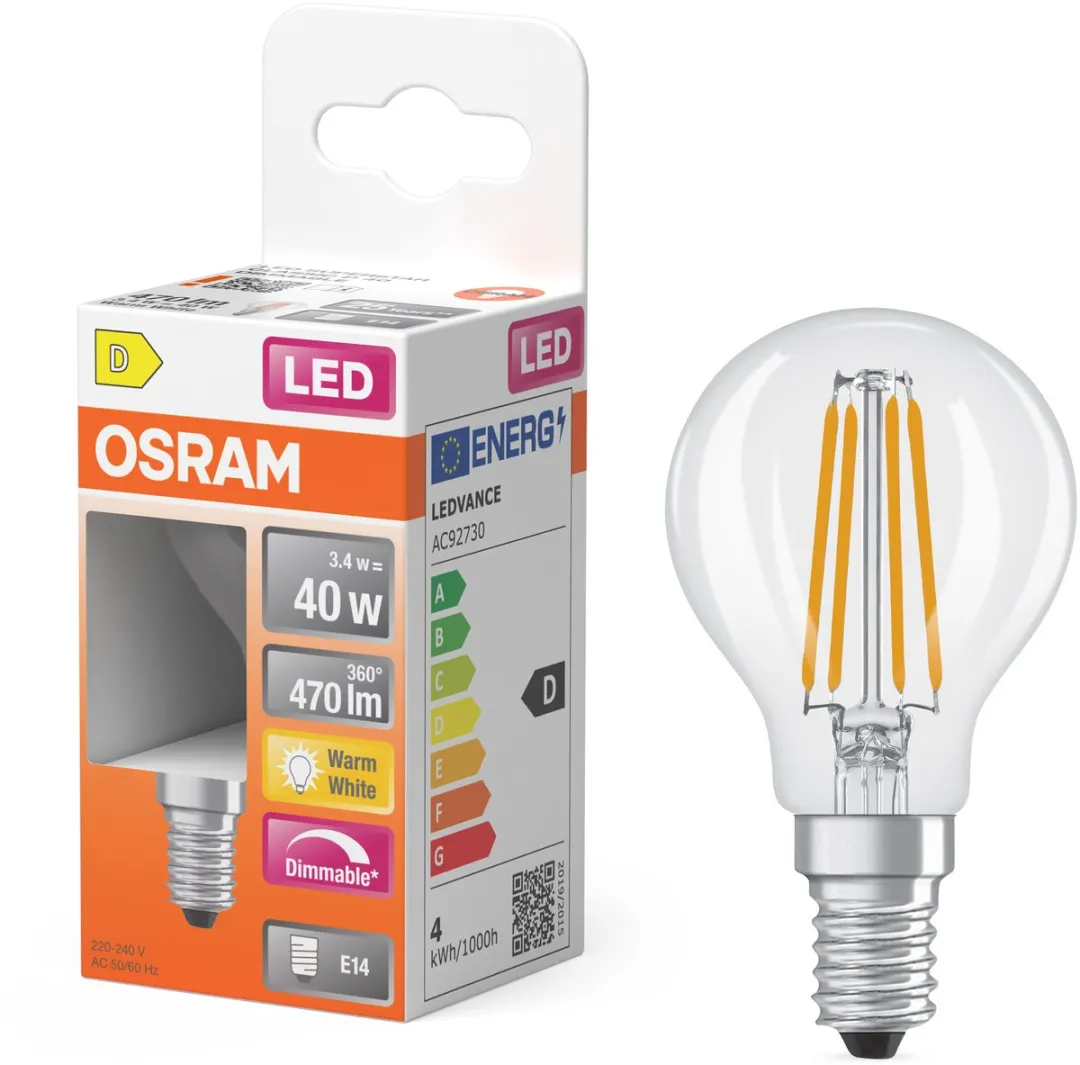 Osram LED Superstar P40 Globe Filament 3,4W E14 - 470lm Warm Wit