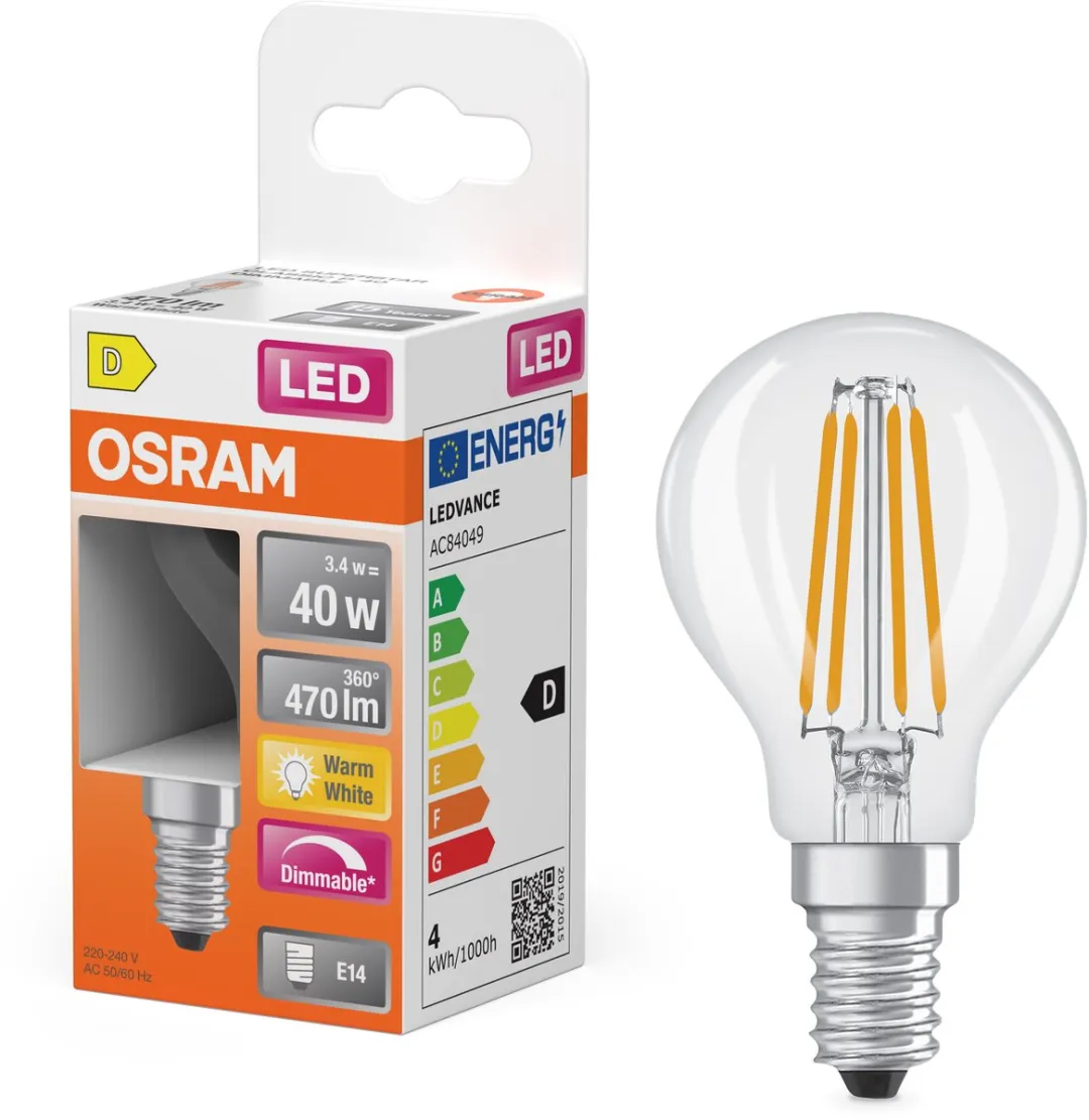 Osram LED Superstar P40 Globe Filament 3,4W E14 - 470lm Warm Wit