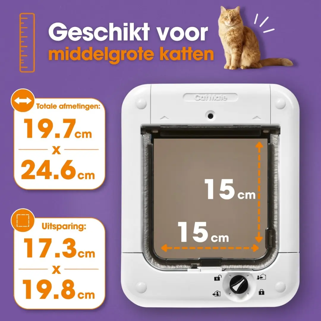 Cat Mate Microchip Kattenluik - 24,6x19,7cm - Wit - afbeelding 2 van 6