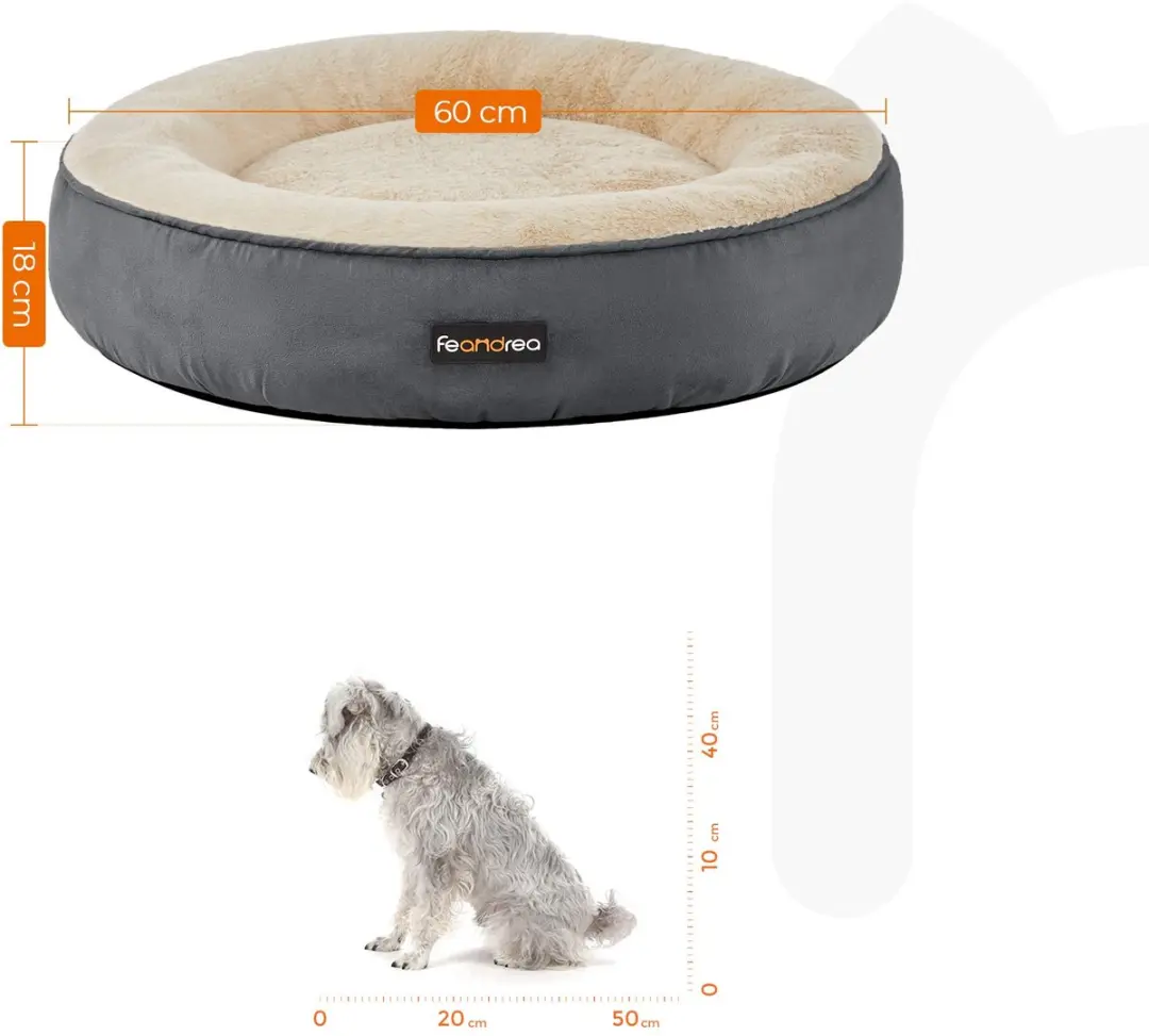 FEANDREA Donut Hondenmand Ø60cm - Donkergrijs - afbeelding 6 van 6