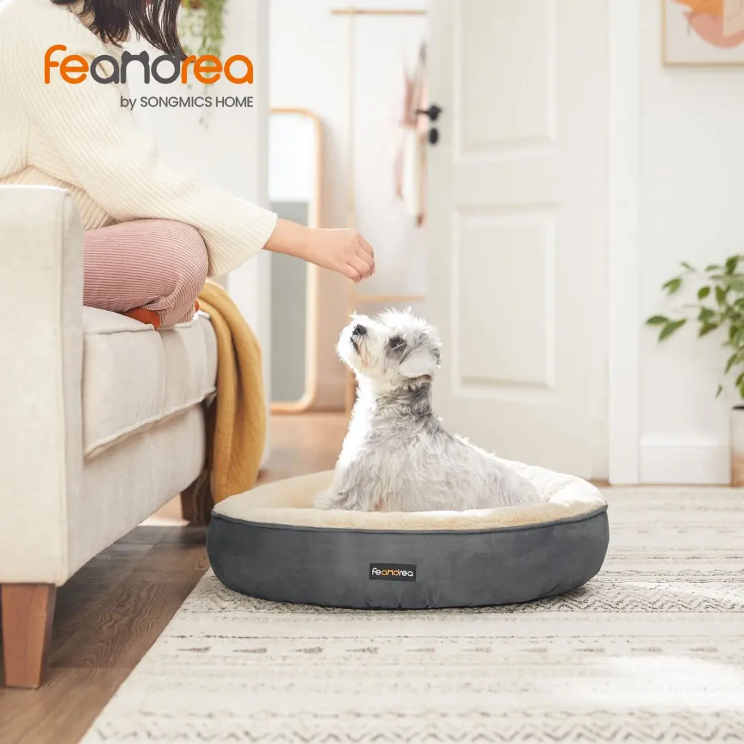 FEANDREA Donut Hondenmand Ø60cm - Donkergrijs - afbeelding 4 van 6
