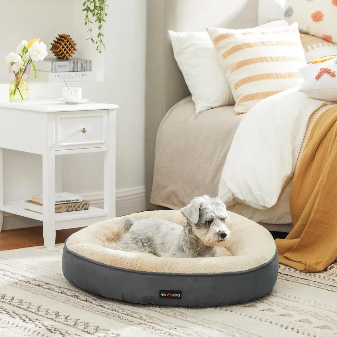 FEANDREA Donut Hondenmand Ø60cm - Donkergrijs - afbeelding 2 van 6