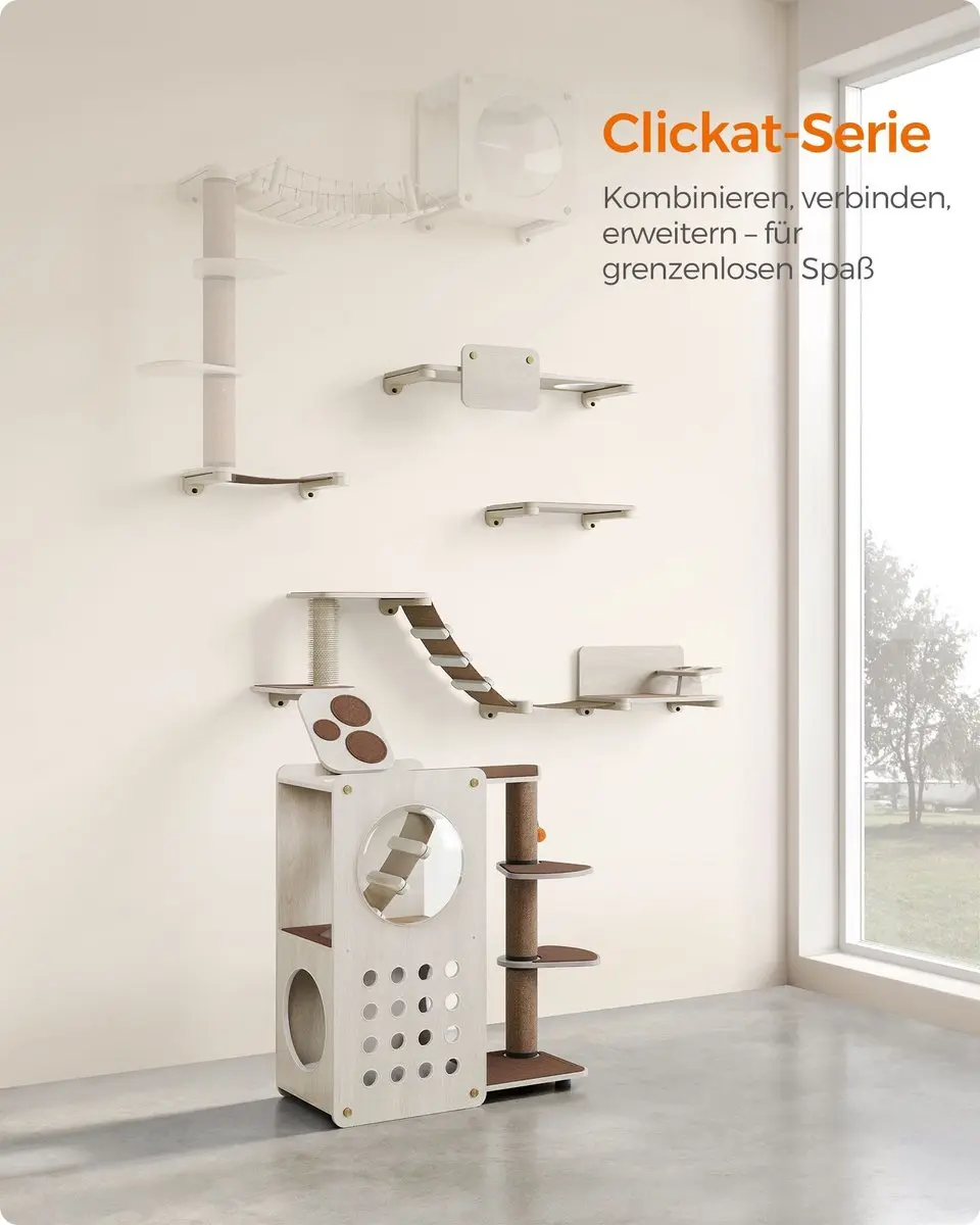 Feandrea Clickat Land Kattenklimwand Set - 7-delig - Haferflockenbruin/Kaffeebruin - afbeelding 5 van 6