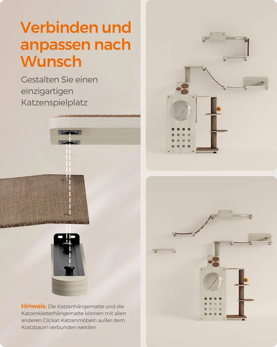 Feandrea Clickat Land Kattenklimwand Set - 7-delig - Haferflockenbruin/Kaffeebruin - afbeelding 3 van 6