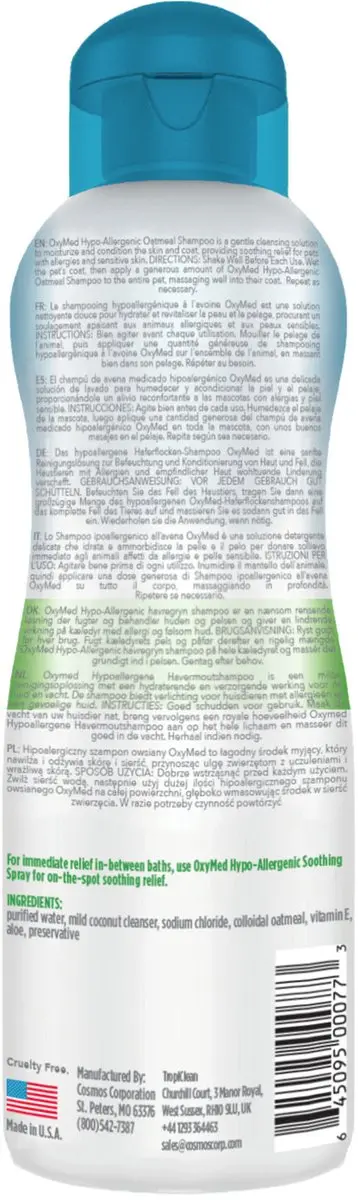 TropiClean OxyMed Hypoallergene Hondenshampoo - 355ml - afbeelding 2 van 6
