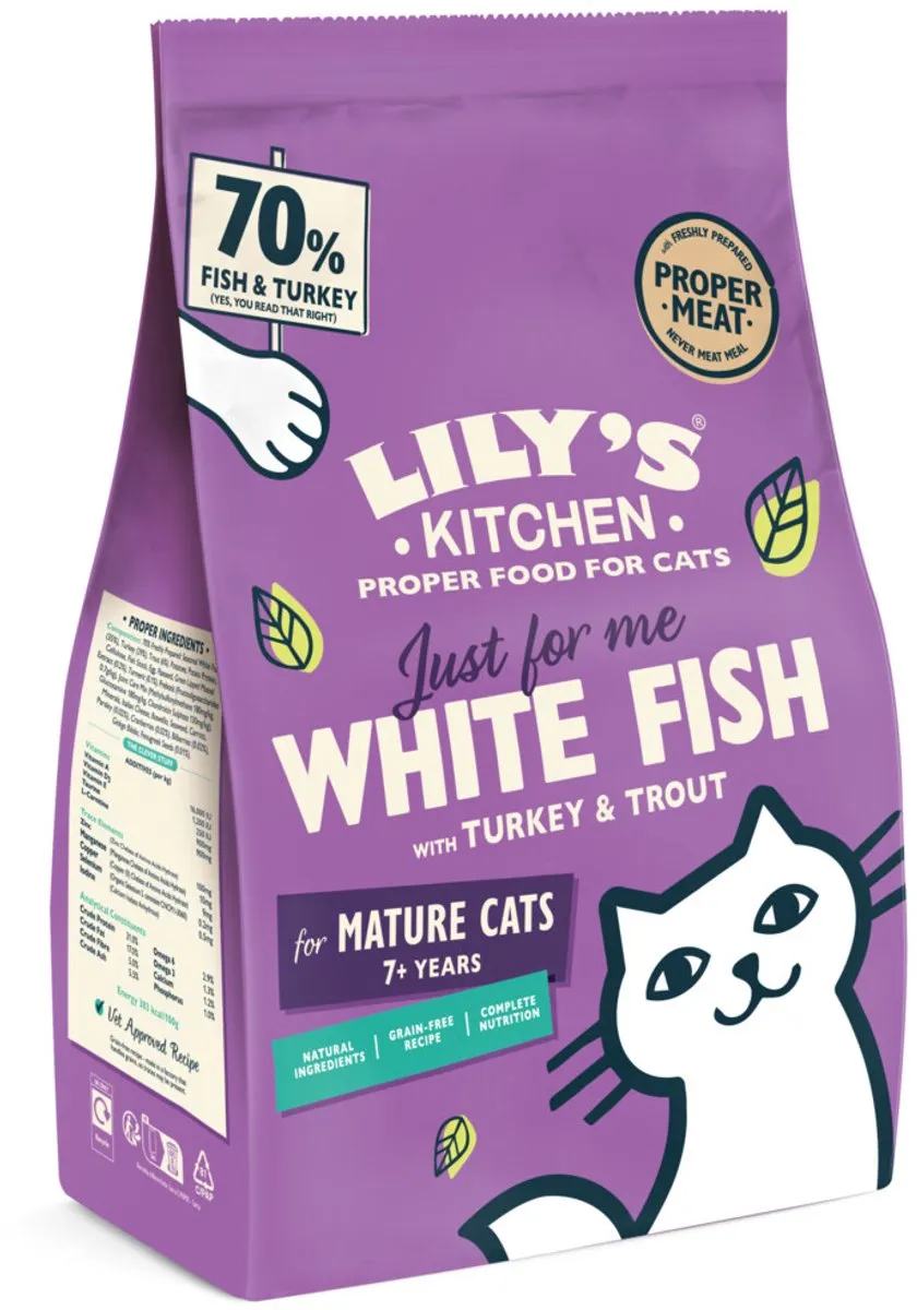 Lily's Kitchen Droog Kattenvoer Senior Witvis Kalkoen Forel - 20 Stuks