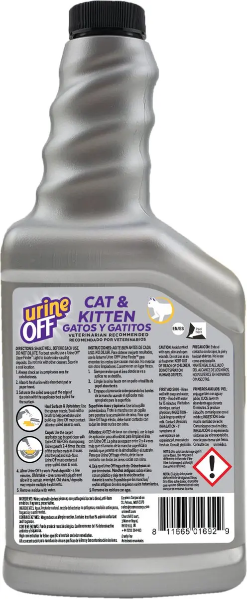 Urine Off Kat & Kitten Vlek- en Geurverwijderaar - 500ml - afbeelding 3 van 6
