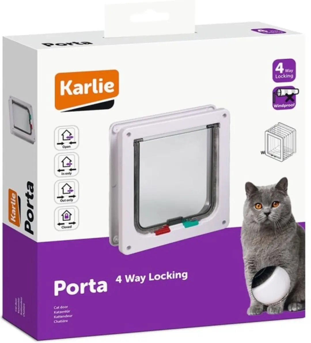 Karlie Kattenluik 4-wegsluiting - 23,5x25,2cm - Wit - afbeelding 4 van 4