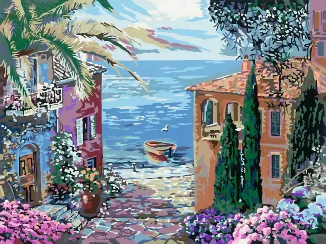 Casio CreArt Malen nach Zahlen Canvas Mediterrane Landschaft