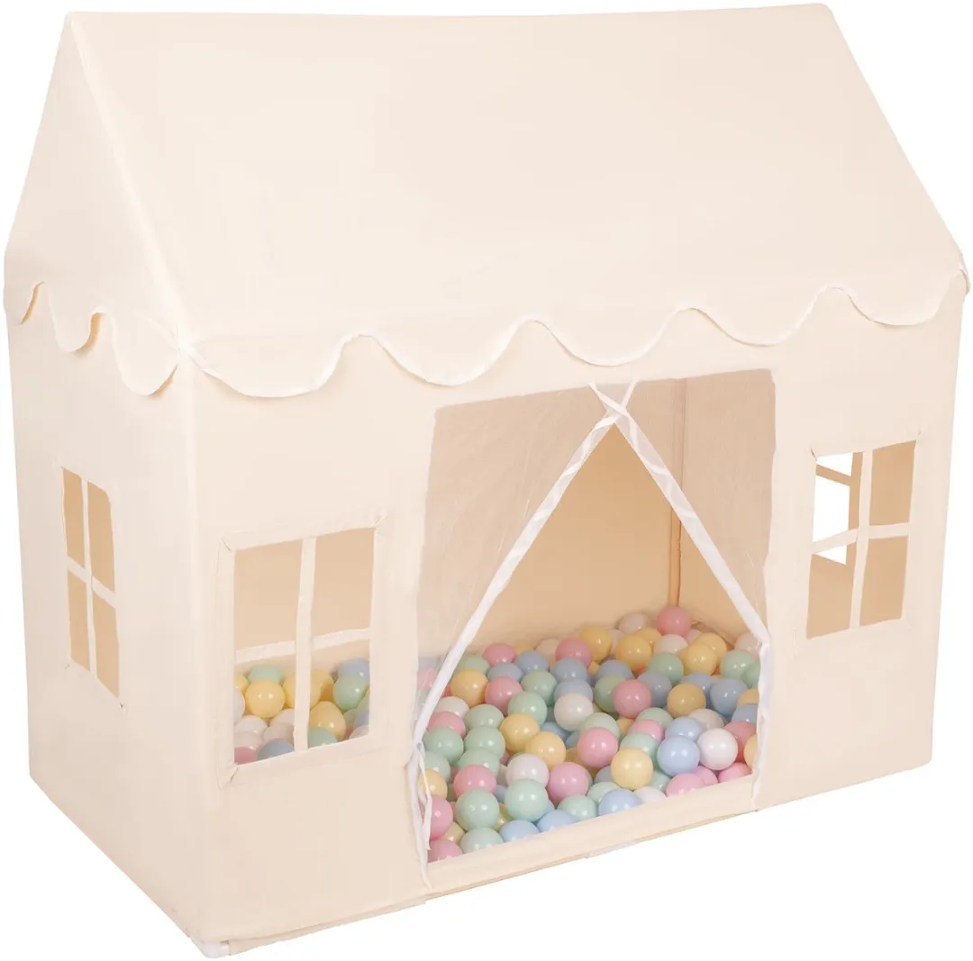 KiddyMoon Speelhuis Kindertent - 400 Ballen - Pastelblauw/Pastelgeel/Wit/Mint/Poederroze