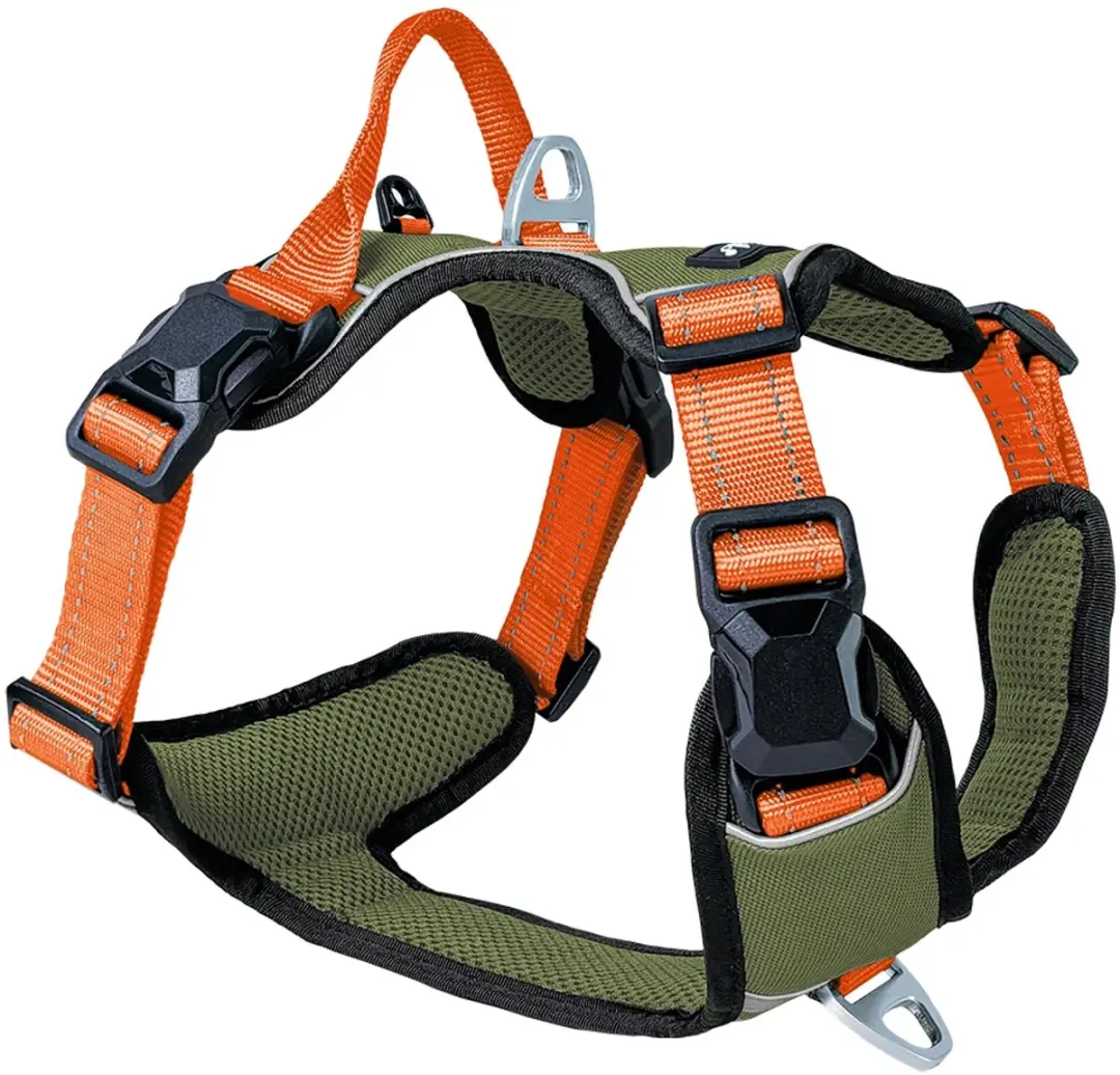 Petlando Magnetech Hondentuig XL - Olijf/Oranje - afbeelding 2 van 4