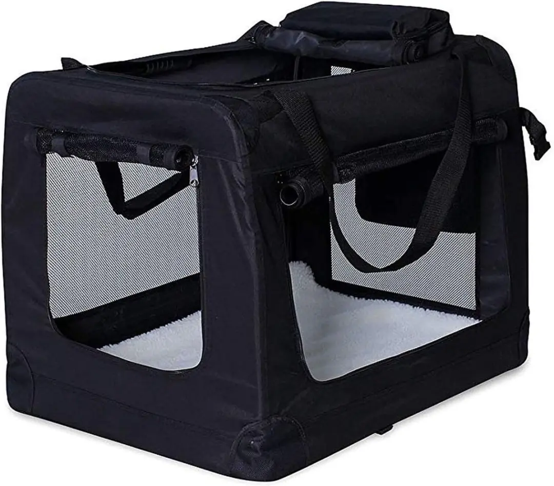 Lionto Honden Transportbox Textiel - 50x34x36cm - Zwart - afbeelding 6 van 6