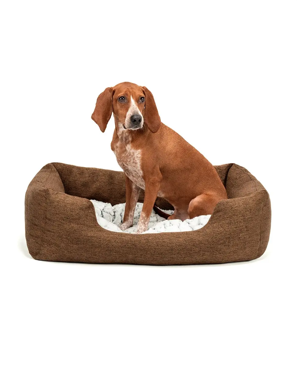 lionto comfort hondenmand, zacht, antislip & onderhoudsvriendelijk, 80x60 cm bru