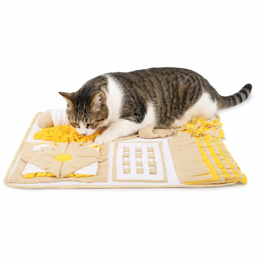 lionto Snuffelmat voor katten, zoekspel & anti-schrokmat, 70x60 cm