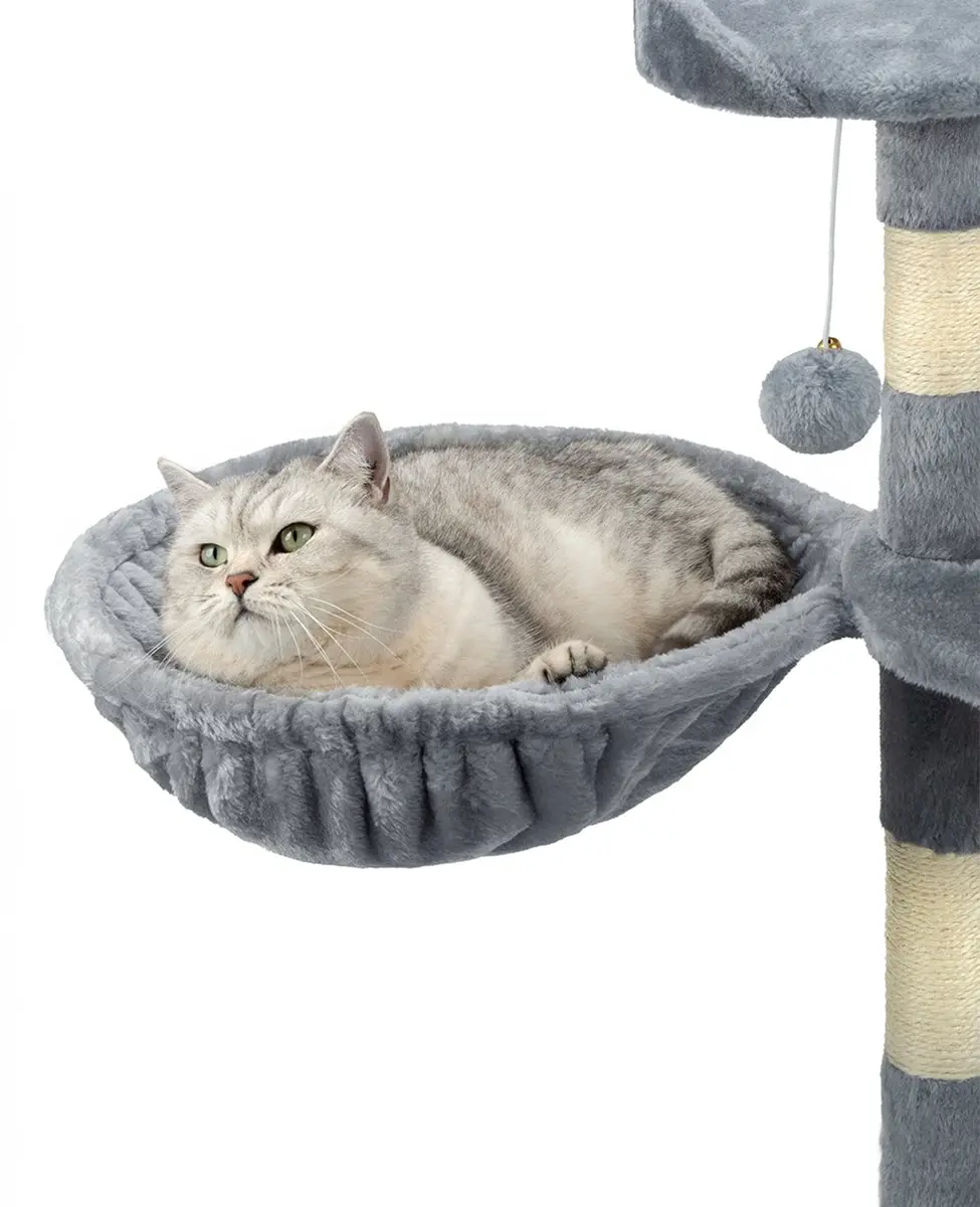 lionto Katten ligmand set, 2x krabpaal mand Ø40 cm M8 15 cm lichtgrijs