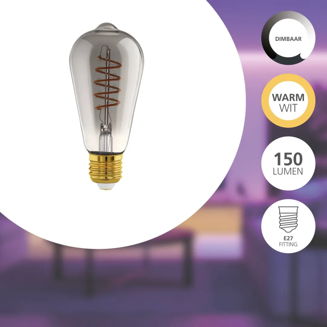 EGLO connect.z Smart LED Lamp E27 - Rookglas - 2000K - Zigbee