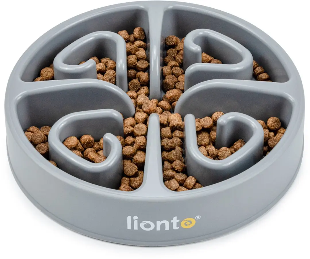 lionto Antischrokbak hond & kat, antislip voerbak Ø20 cm lichtgrijs