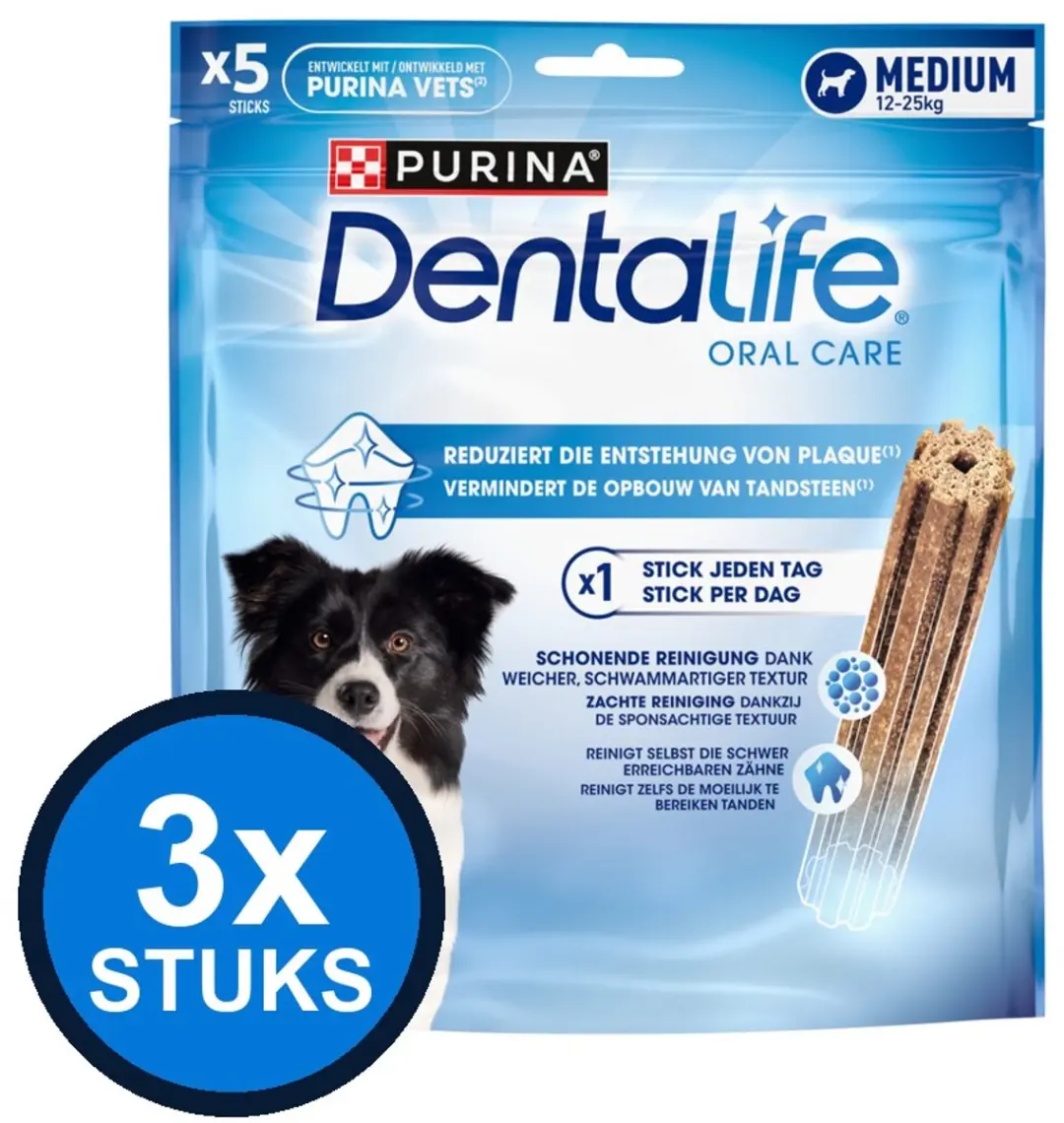 3x Purina Dentalife Daily Oral Care Medium