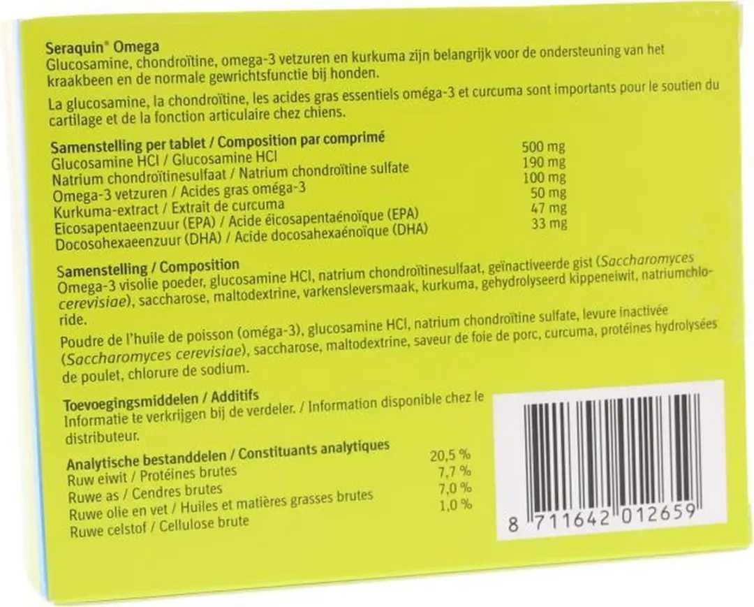 Seraquin Omega Hond Gewrichtssupplement - 60 tabletten - afbeelding 2 van 6