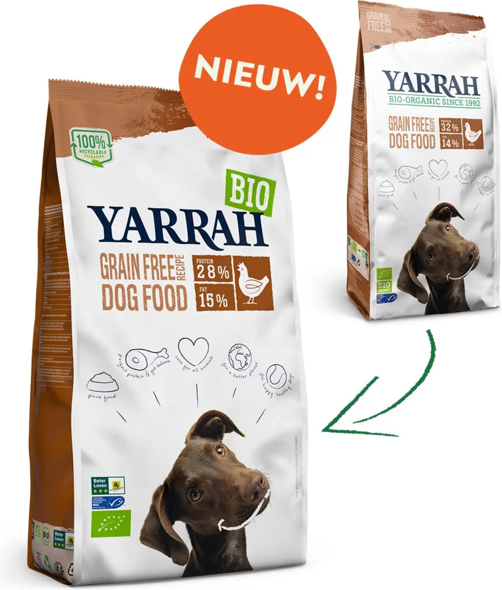 Yarrah Bio Hondenvoer Graanvrij Kip & Vis 2kg - 4x - afbeelding 6 van 6
