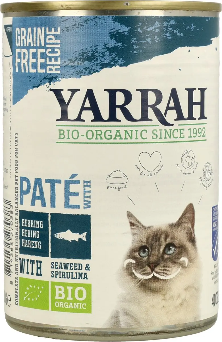 Yarrah Bio Kattenvoer Paté Vis 400g - afbeelding 4 van 6