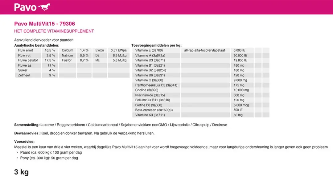 Pavo Multivit 15 - 3 kg - afbeelding 4 van 6