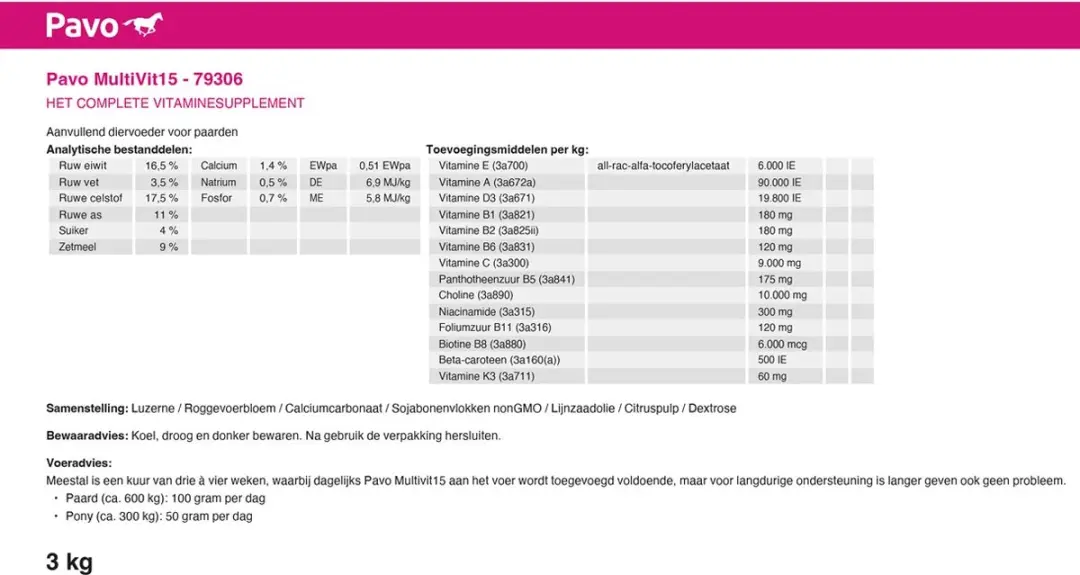 Pavo Multivit 15 - 3 kg - afbeelding 6 van 6