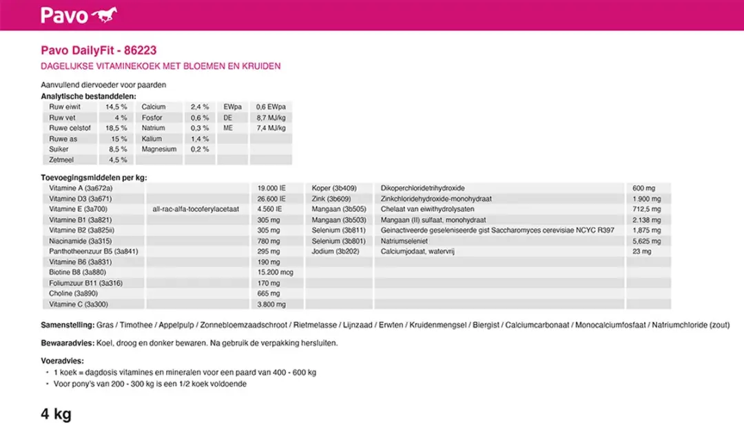 Pavo DailyFit Paardenvoer - 4.5kg - afbeelding 3 van 6