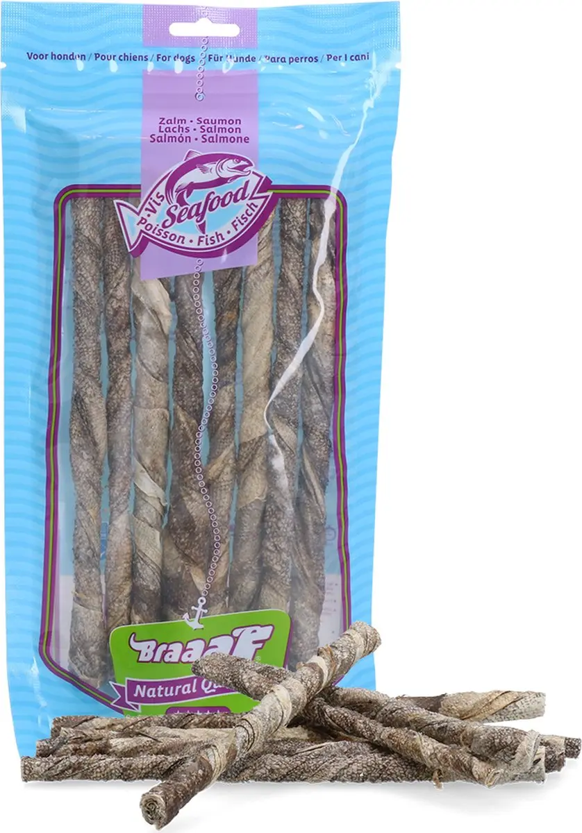 Braaaf Hondensnack Rol Sticks Zalm 20cm - 97g - afbeelding 4 van 4