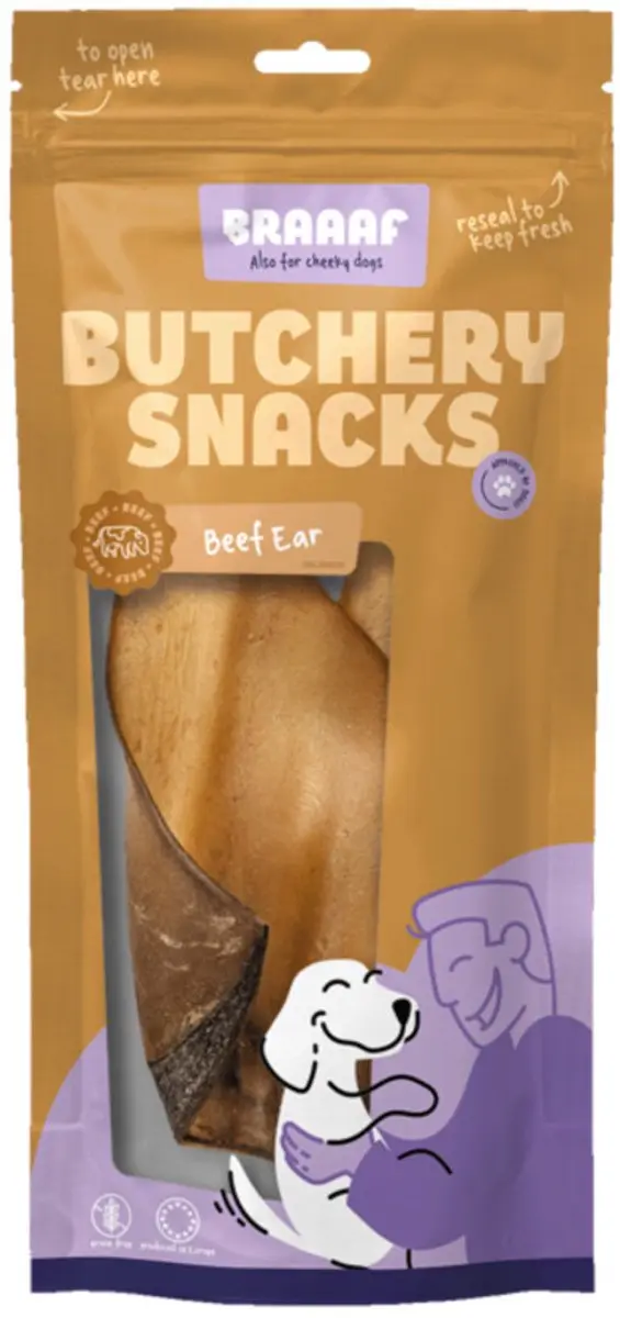 Braaaf Hondensnack Butchery Beef Ear