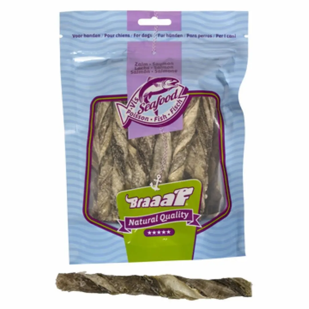 12x Braaaf Vissnacks Zalmhuid Sticks 70 gr