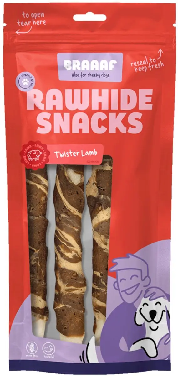 Braaaf Hondensnack Twister Lam Vis