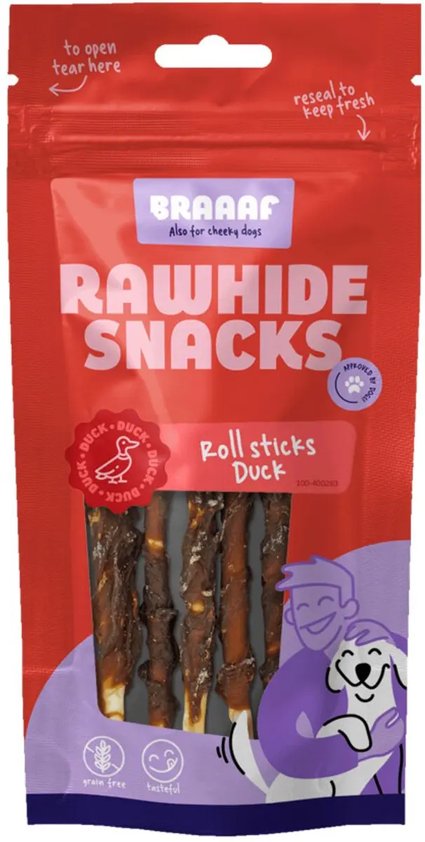 Braaaf Hondensnack Rol Sticks Eend 12 cm