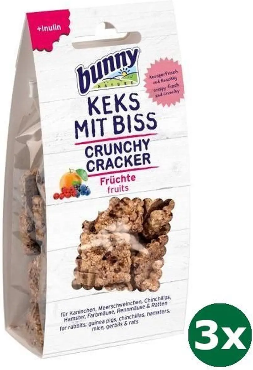 3x50 gr Bunny nature crunchy cracker fruit
