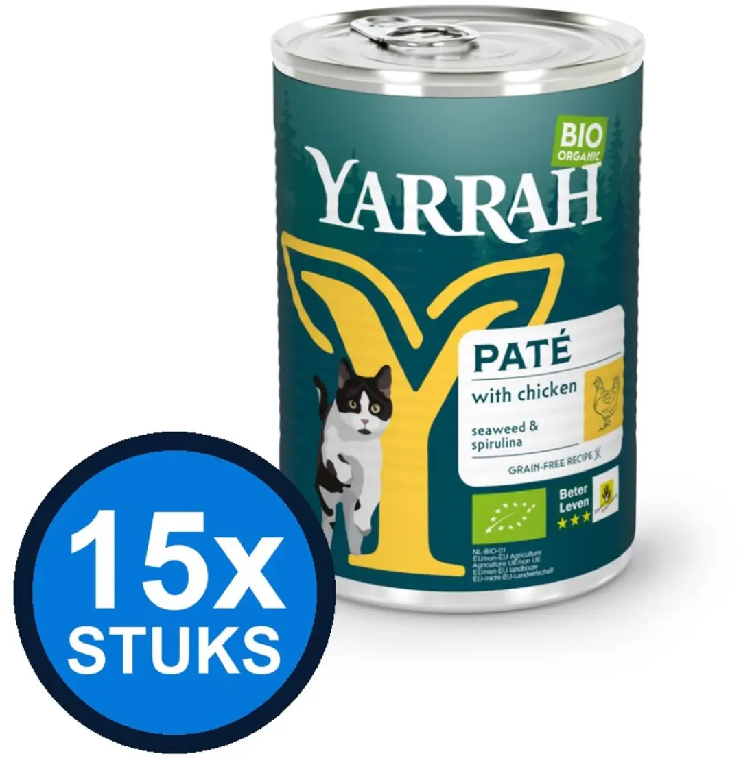 15x Yarrah cat bio blik paté kip 400gr