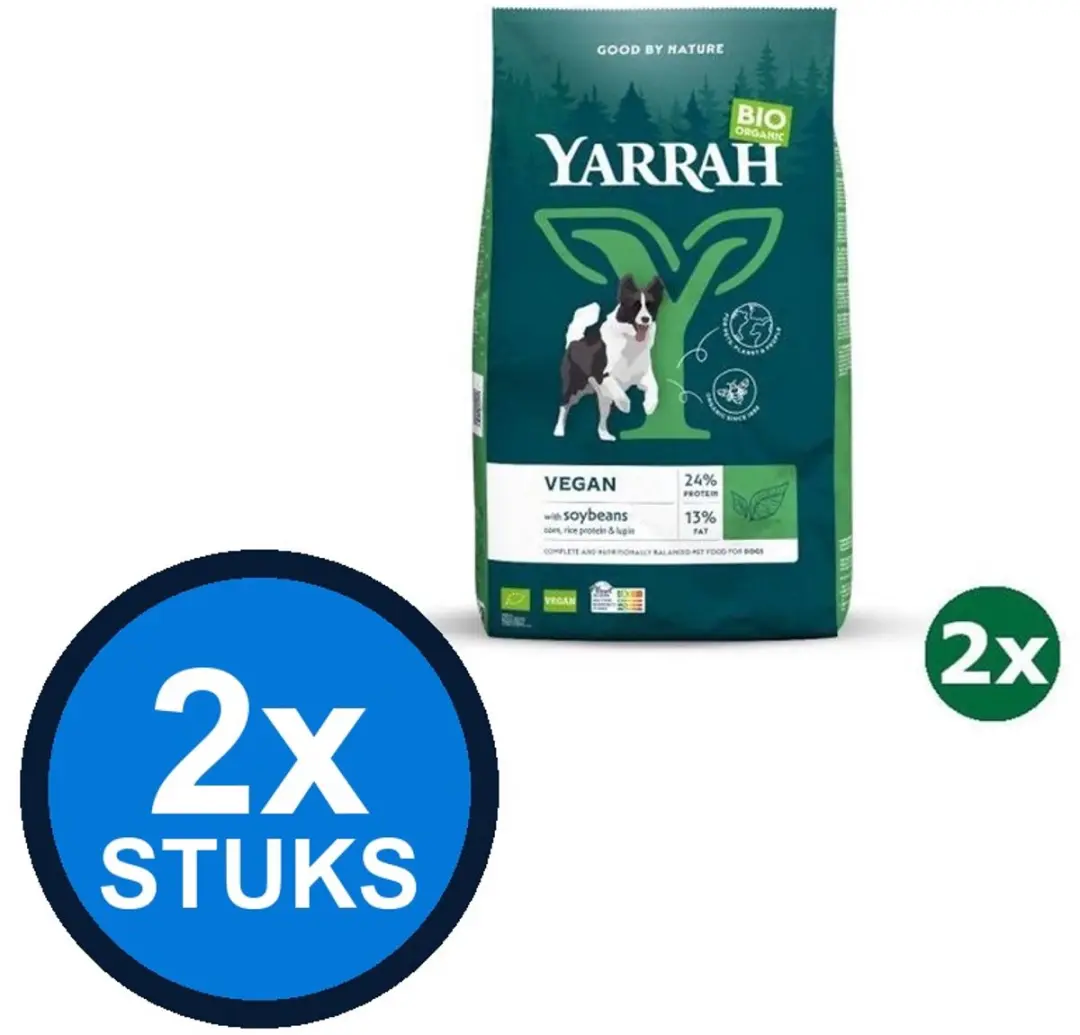 2x Yarrah dog bio dry adult vega wheat free 2kg