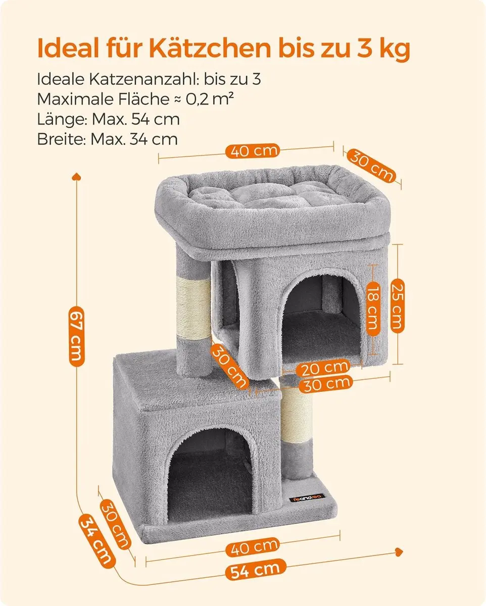 Feandrea Kattenboom Klein 67cm - Rookgrijs - afbeelding 2 van 6