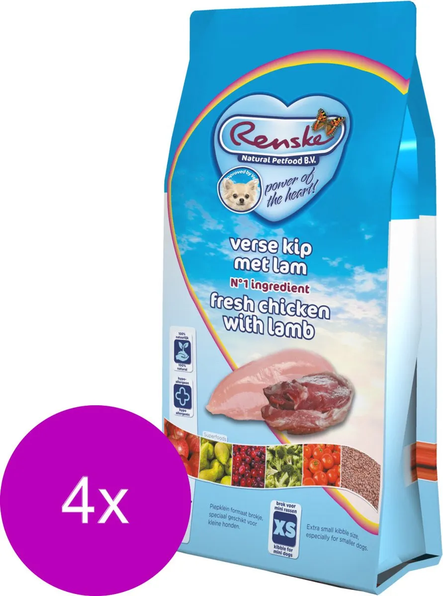 Renske Adult Mini Hondenvoer Kip Lam 2kg - 4 Stuks