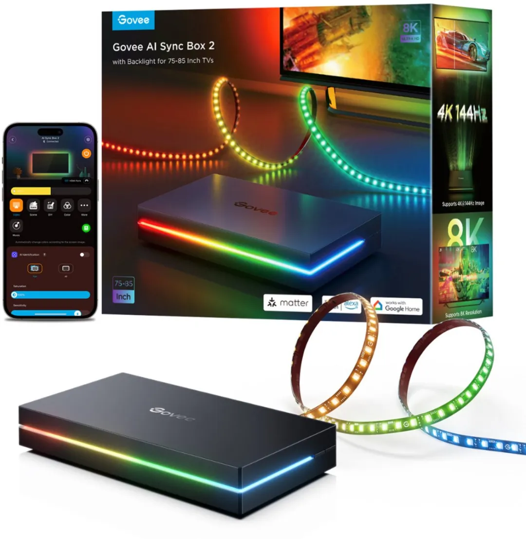 Govee AI Sync Box 2 75–85 inch - RGBICW LED-verlichting - 375 Lichtpunten