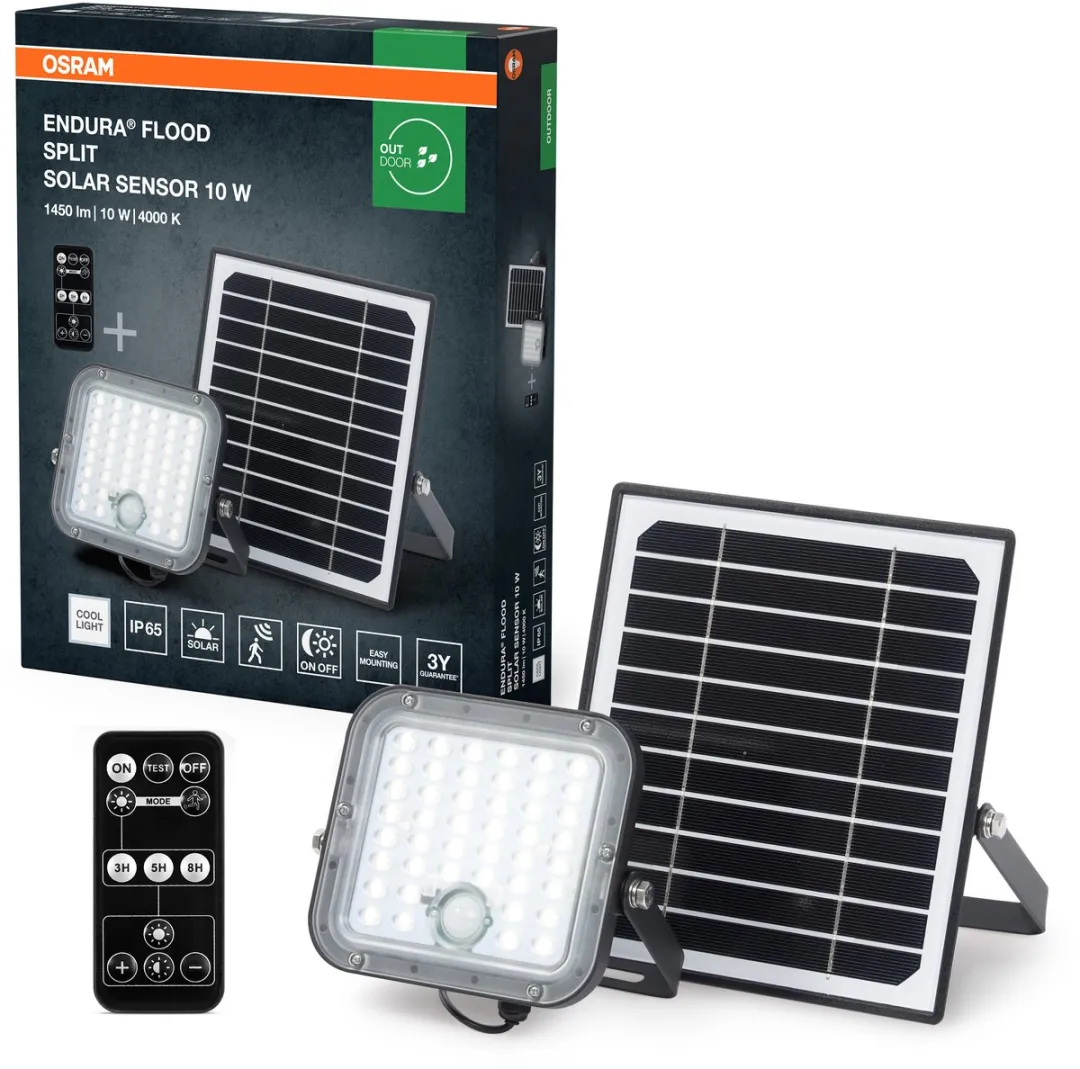 Osram Endura Flood Split Solar Sensor 10W - Zwart
