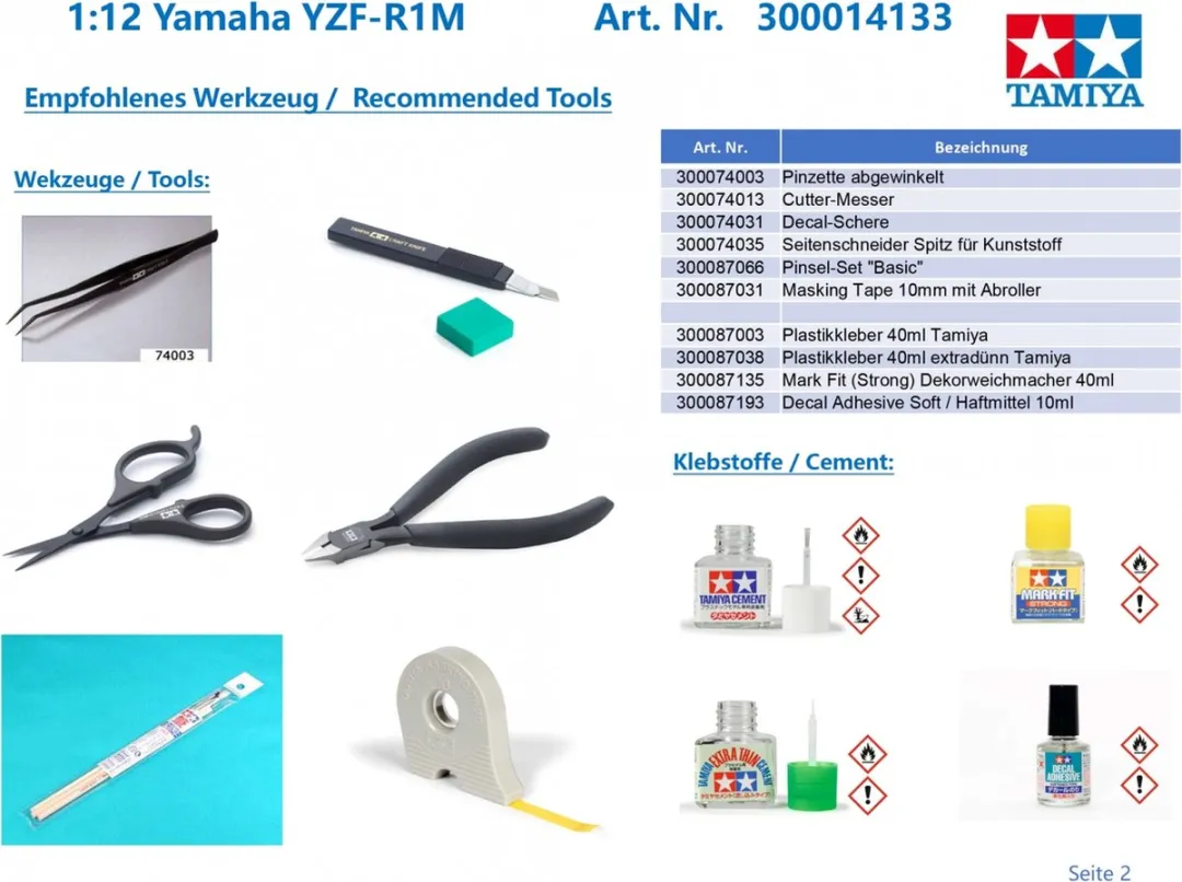 Tamiya 14133 Yamaha YZF-R1M Modelbouwpakket - 1:12 - Multi