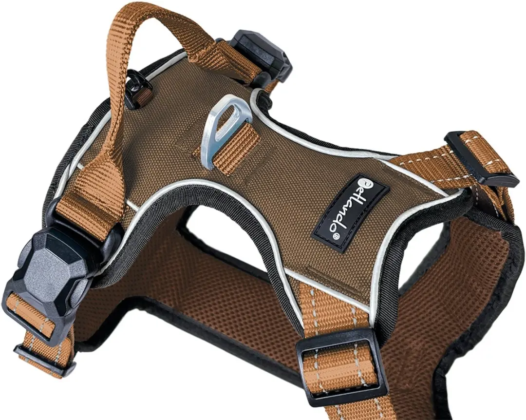 Petlando Hondentuig Mocha-Cognac met magnetische sluiting- maat S- 46