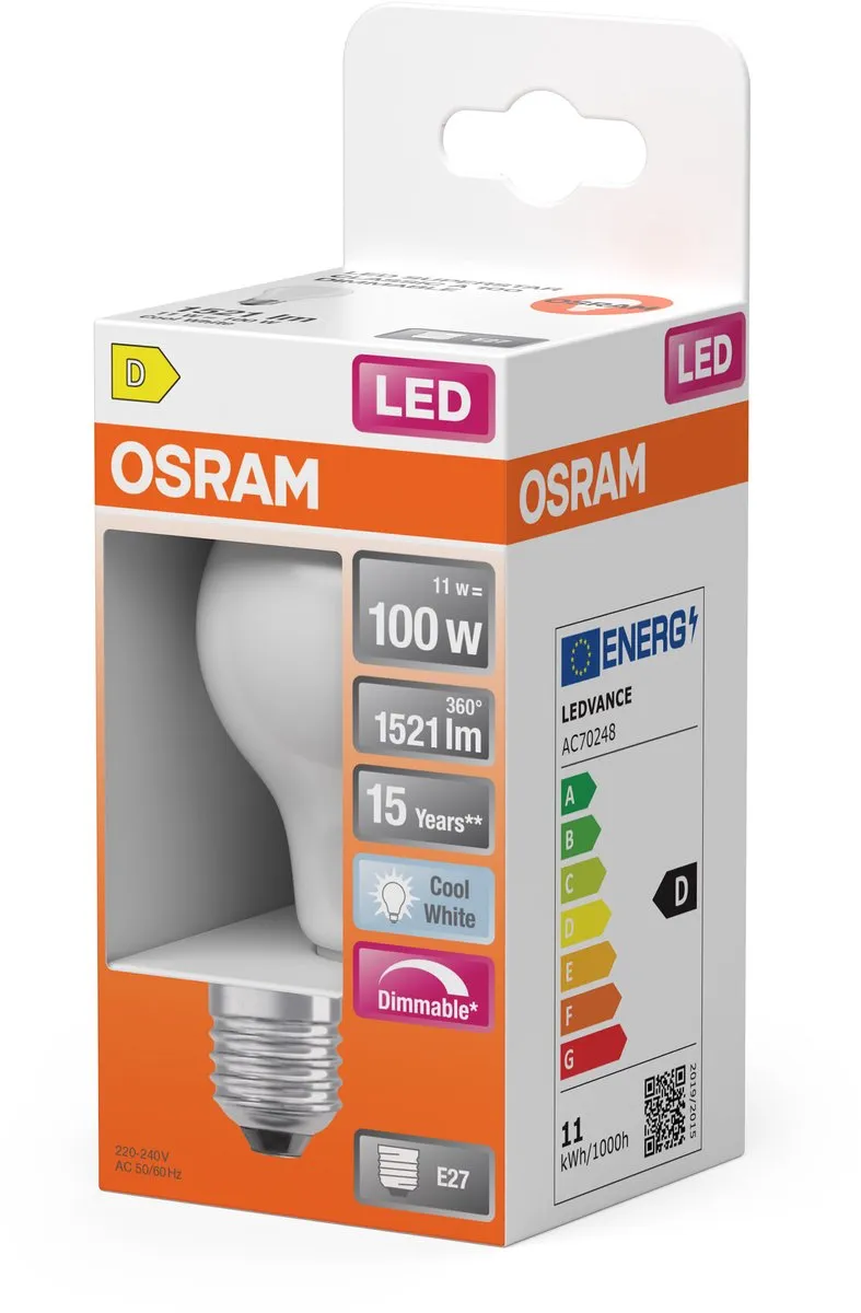 Osram LED-lamp E27 11W Koelwit - Mat Glas 4000K